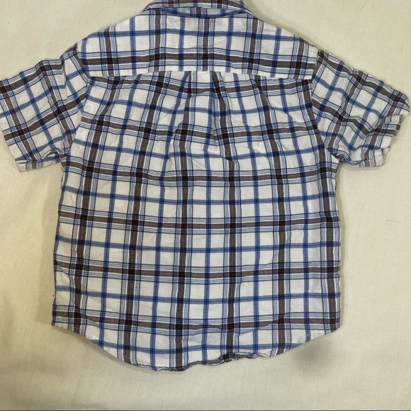 Tommy Hilfiger Boys Plaid shortsleeve button Down Shirt Blue/White sz: 4 - Picture 6 of 6